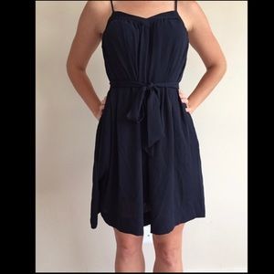 Banana Republic navy tie waist slip dress